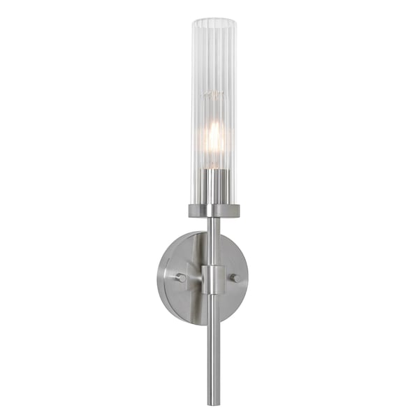 Afx Huntington 18'' Wall Sconce, Clear Ribbed Glass Shade, Satin Nickel Finish HNTS0518MBSN - main